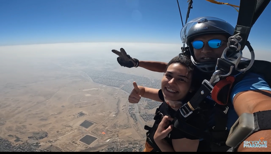 Skydiving over the Giza pyramids