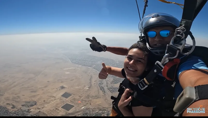 Skydiving over the Giza pyramids
